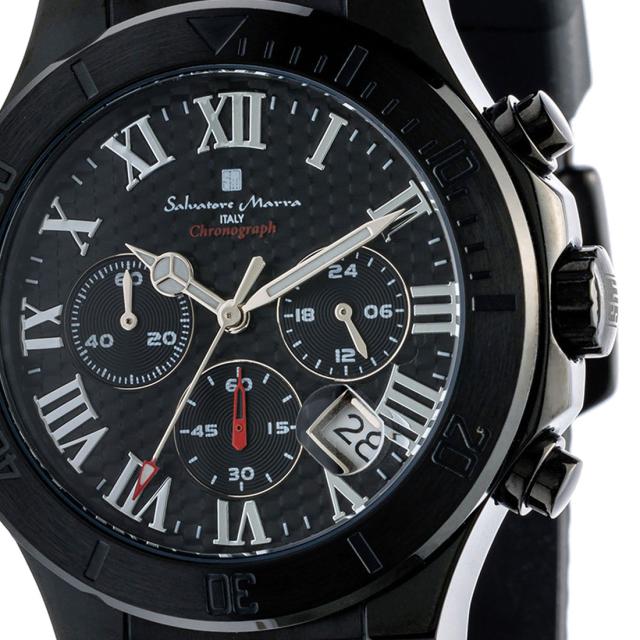 時計メンズ 【Salvatore Marra】サルバトーレマーラ メンズ 腕時計 クロノグラフ 5気圧防水 ラバーベルト　SM23106-BKBK画像2