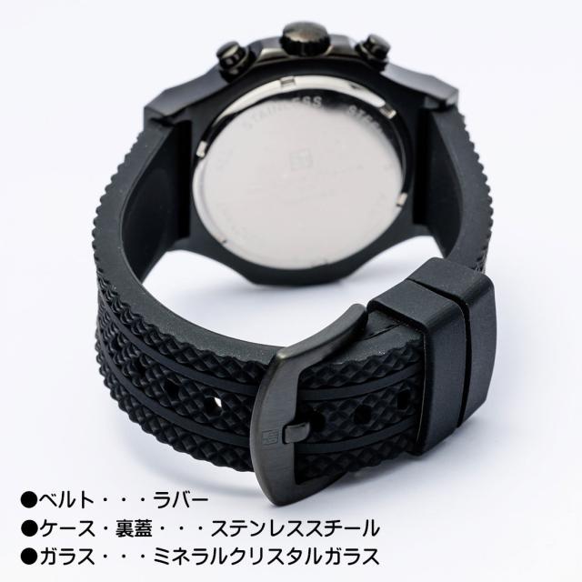 時計メンズ 【Salvatore Marra】サルバトーレマーラ メンズ 腕時計 クロノグラフ 5気圧防水 ラバーベルト　SM23106-BKBK画像5