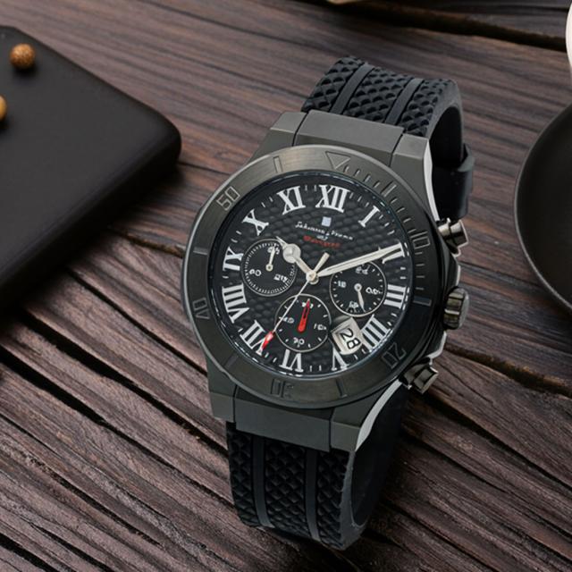 時計メンズ 【Salvatore Marra】サルバトーレマーラ メンズ 腕時計 クロノグラフ 5気圧防水 ラバーベルト　SM23106-BKBK画像6