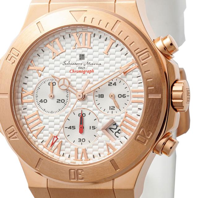 時計メンズ 【Salvatore Marra】サルバトーレマーラ メンズ 腕時計 クロノグラフ 5気圧防水 ラバーベルト　SM23106-PGWH画像2