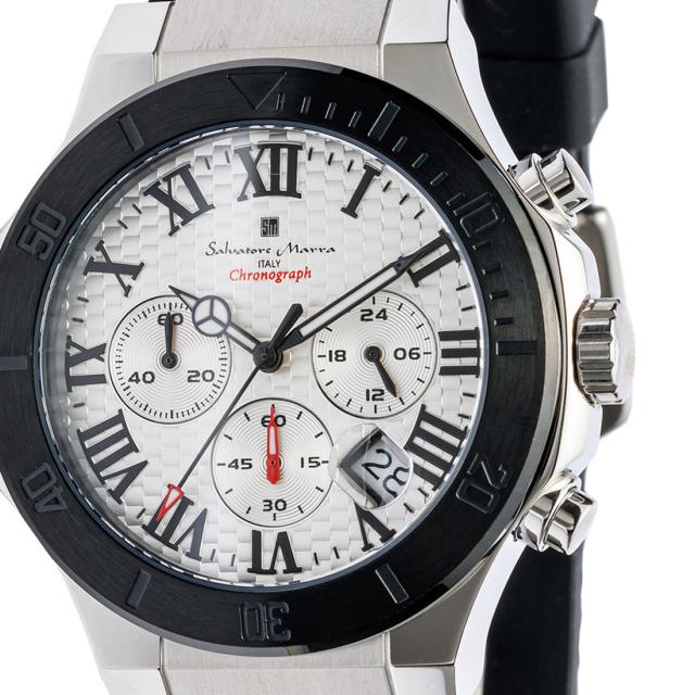 時計メンズ 【Salvatore Marra】サルバトーレマーラ メンズ 腕時計 クロノグラフ 5気圧防水 ラバーベルト　SM23106-SSWHBK画像2