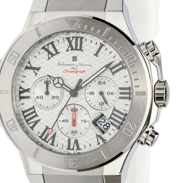 時計メンズ 【Salvatore Marra】サルバトーレマーラ メンズ 腕時計 クロノグラフ 5気圧防水 ラバーベルト　SM23106-SSWHWH画像2