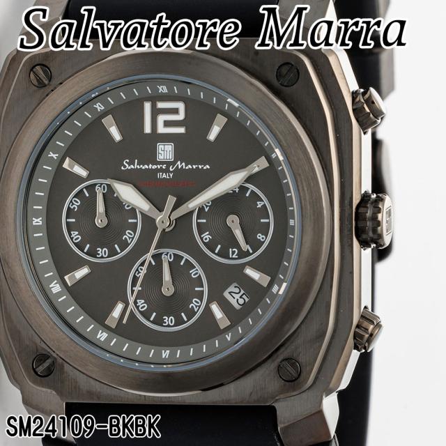 腕時計 メンズ Salvatore Marra サルバトーレマーラ クロノグラフ 10気圧防水 ラバーベルト SM24109-BKBK画像2