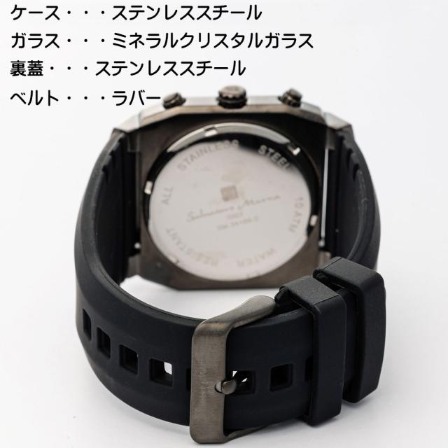腕時計 メンズ Salvatore Marra サルバトーレマーラ クロノグラフ 10気圧防水 ラバーベルト SM24109-BKBK画像3