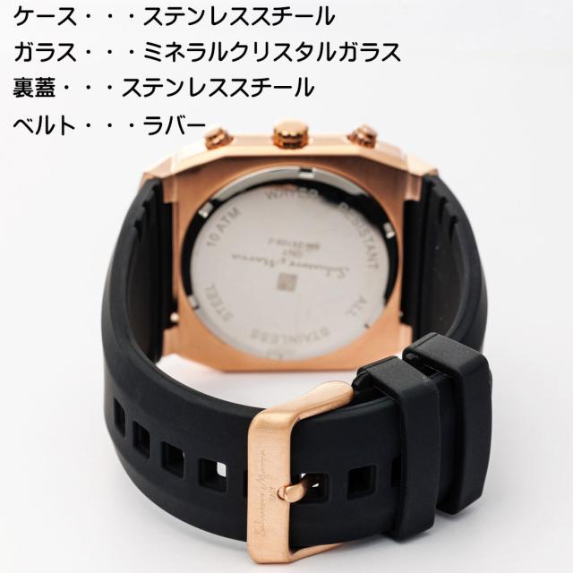 腕時計 メンズ Salvatore Marra サルバトーレマーラ クロノグラフ 10気圧防水 ラバーベルト SM24109-PGBK画像3