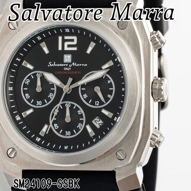 腕時計 メンズ Salvatore Marra サルバトーレマーラ クロノグラフ 10気圧防水 ラバーベルト SM24109-SSBK画像2