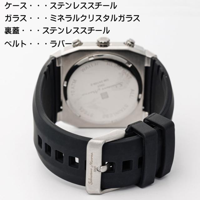 腕時計 メンズ Salvatore Marra サルバトーレマーラ クロノグラフ 10気圧防水 ラバーベルト SM24109-SSWH画像3