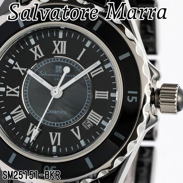 腕時計 レディース Salvatore Marra サルバトーレマーラ セラミック 3気圧防水 セラミックベルト アラビアインデックス SM25151-BKA画像2