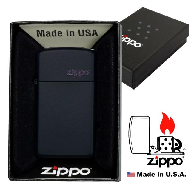 ネイビーマットスリムジッポ