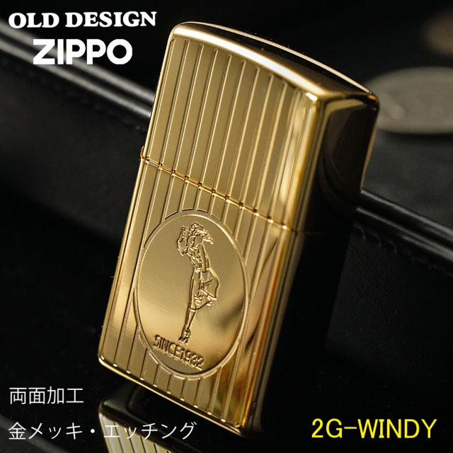 ZIPPO/OLD DESSIGN オールドデザイン ウィンディ ガール 金メッキ シンプル画像2