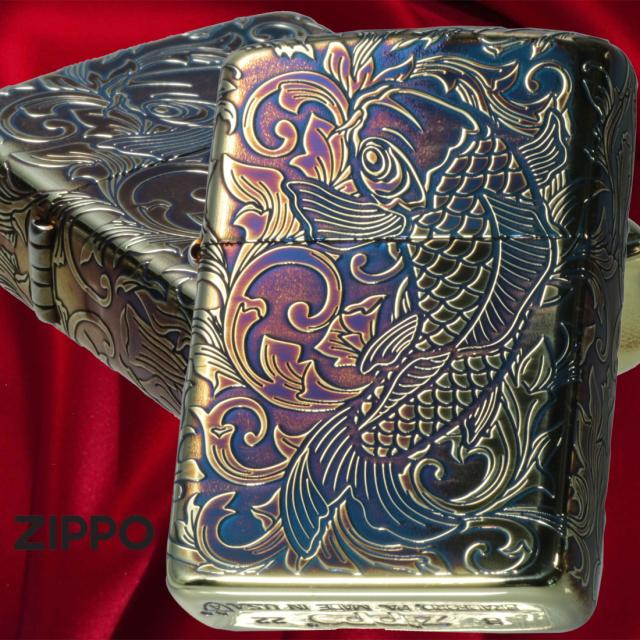 ZIPPO/アーマー5Sided 鯉 アラベスク 金メッキいぶし仕上げ 金タンク 5面連続加工 162GI-CARP5画像6