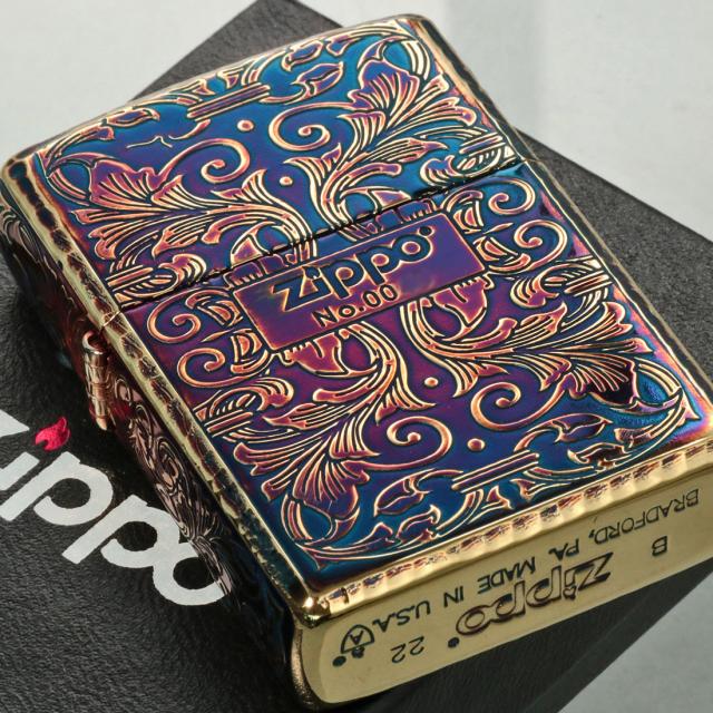 ZIPPO/162アーマーアラベスク　金メッキいぶし　エッチング　5面加工　コーナーリューター加工　シリアルナンバー入り画像4