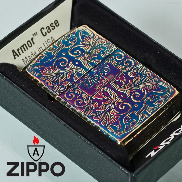 zippo 162アーマーアラベスク 金メッキいぶし 5面加工 コーナー
