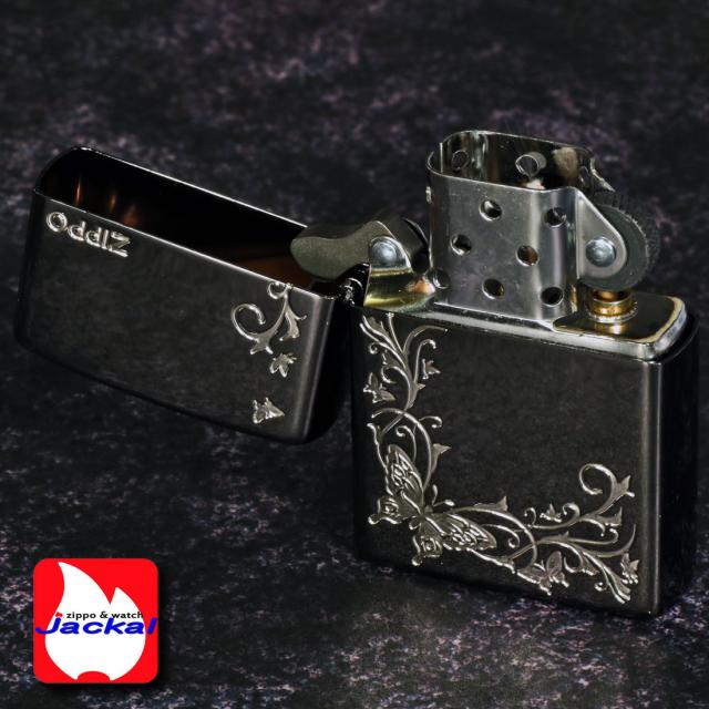 ZIPPO/バタフライデザイン 黒ニッケル　エッチング　銀サシ仕上げ　2BKS-BUT画像3