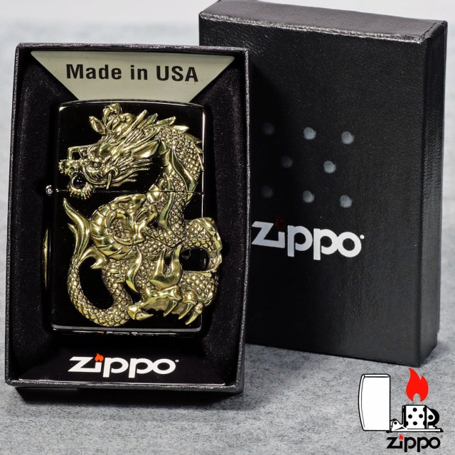 zippo ダブルドラゴンBB 干支 限定 両面大型メタル貼り 天然オニキス 