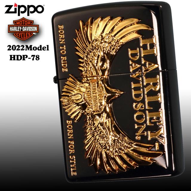 ZIPPO/ハーレーダビッドソン　ブラックイオン＋ゴールドメッキ　ゴールドメタル貼り　2022モデル HDP-78画像2