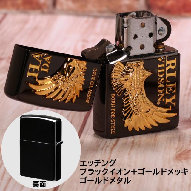 ZIPPO/ハーレーダビッドソン　ブラックイオン＋ゴールドメッキ　ゴールドメタル貼り　2022モデル HDP-78画像4
