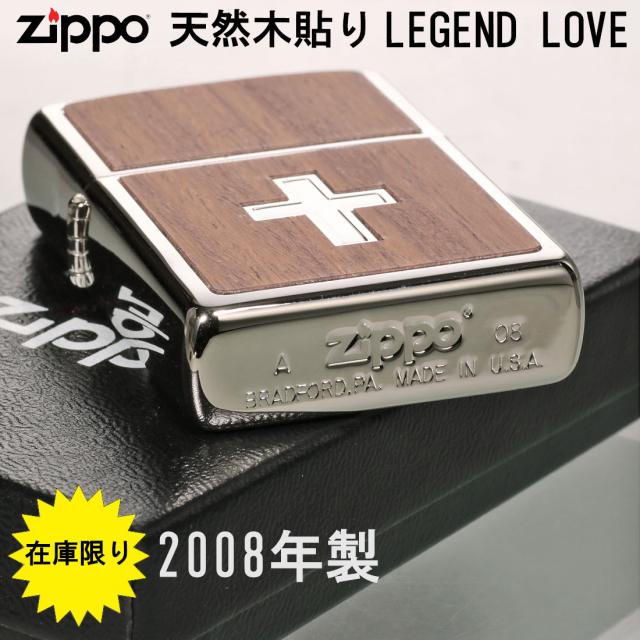 ZIPPO/在庫限り　クロス　十字架　木貼り　LEGEND LOVE　2008年製　銀メッキ　KIBARI画像2