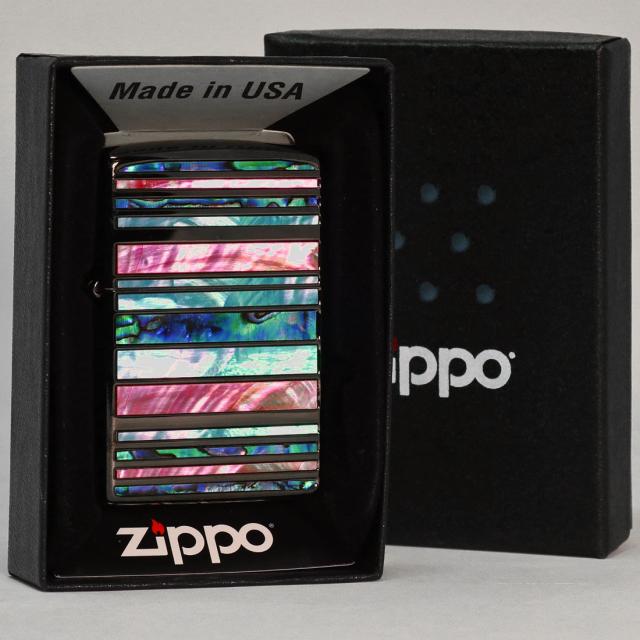 ZIPPO/シェルマルチ　ボーダー　BK　ブラックニッケル　天然貝貼り　SHELL-MB-BK画像4