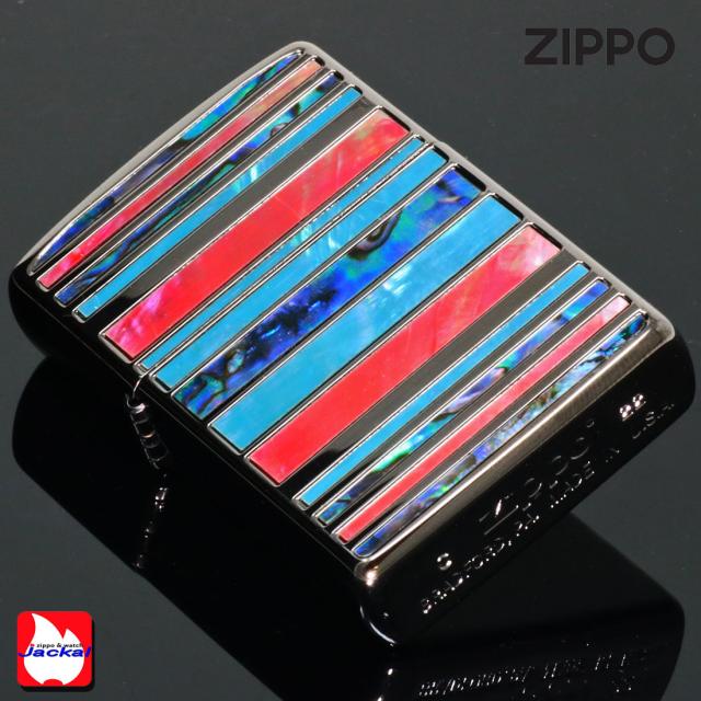ZIPPO/シェルマルチ　ボーダー　BK　ブラックニッケル　天然貝貼り　SHELL-MB-BK画像5