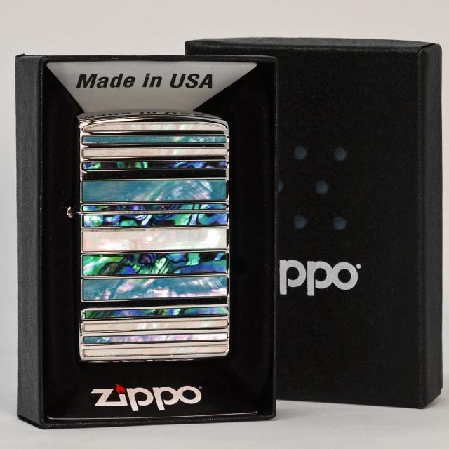ZIPPO/シェルマルチ　ボーダー　SV　シルバーメッキ　天然貝貼り　SHELL-MB-SV画像4