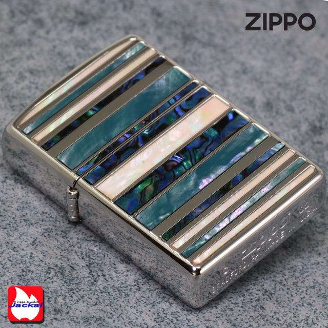 ZIPPO/シェルマルチ　ボーダー　SV　シルバーメッキ　天然貝貼り　SHELL-MB-SV画像5