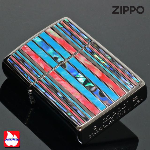 ZIPPO/シェルマルチ　ストライプ　BK　ブラックニッケル　天然貝貼り　SHELL-MS-BK画像5