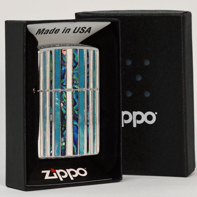 ZIPPO/シェルマルチ　ストライプ　SV　シルバーメッキ　天然貝貼り　SHELL-MS-SV画像4