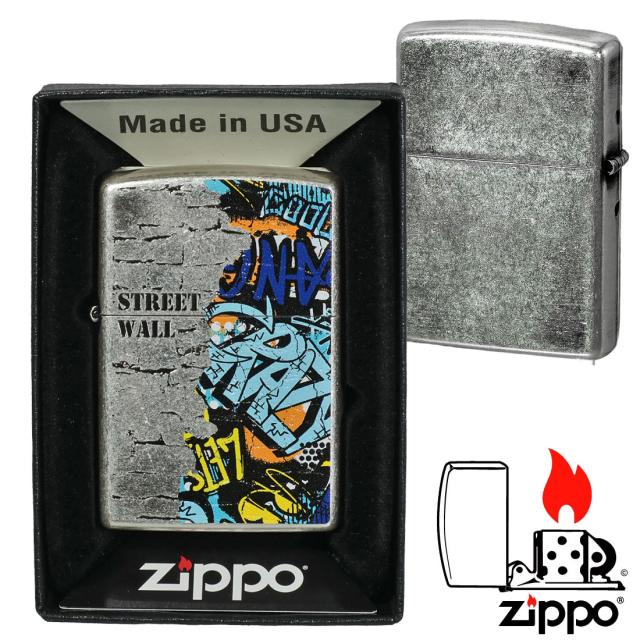 ZIPPO/ストリート　ウォール　オイルライター　銀バレル　インクジェット印刷　エッチング　SW-KA 画像3