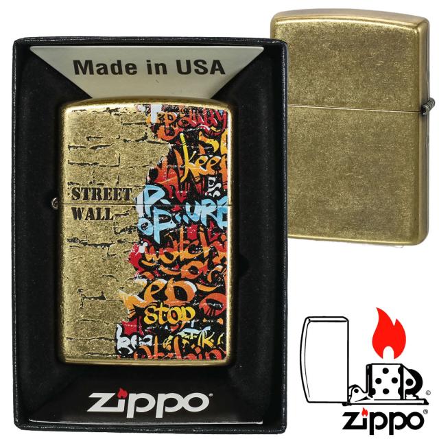 ZIPPO/ストリート　ウォール　オイルライター　真鍮バレル　インクジェット印刷　エッチング　SW-KB画像3