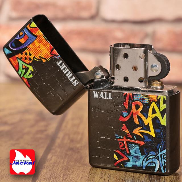 ZIPPO/ストリート　ウォール　オイルライター　黒ニッケルバレル　インクジェット印刷　エッチング　SW-KC画像4