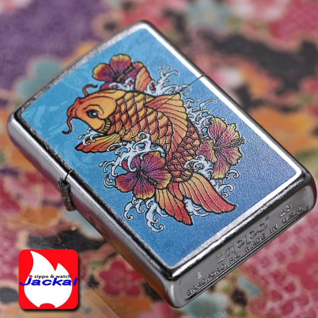 ZIPPO/USA ZIPPO　和柄シリーズ　昇り鯉とハイビスカス　Carp with Hibiscus　ストリートクローム　プリント加工　Z207-107667画像5