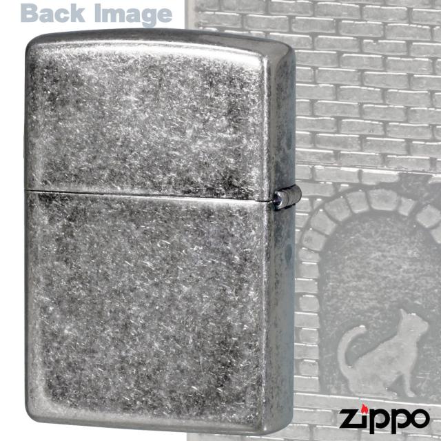ZIPPO/大人気　猫シリーズ  アンティーク調  ブロックに猫シルエット　ニッケルメッキバレル　2NIB-BLOCKCAT 画像5