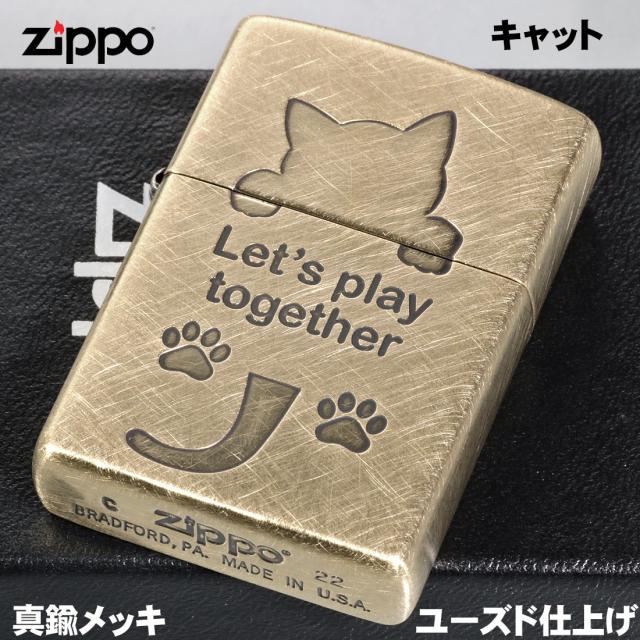 ZIPPO/大人気　猫シリーズ  アンティーク調  猫シルエット　真鍮メッキ　ユーズド加工　2UDBI-CAT 画像2