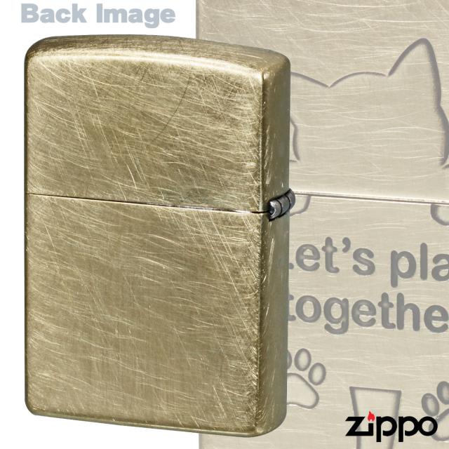 ZIPPO/大人気　猫シリーズ  アンティーク調  猫シルエット　真鍮メッキ　ユーズド加工　2UDBI-CAT 画像5