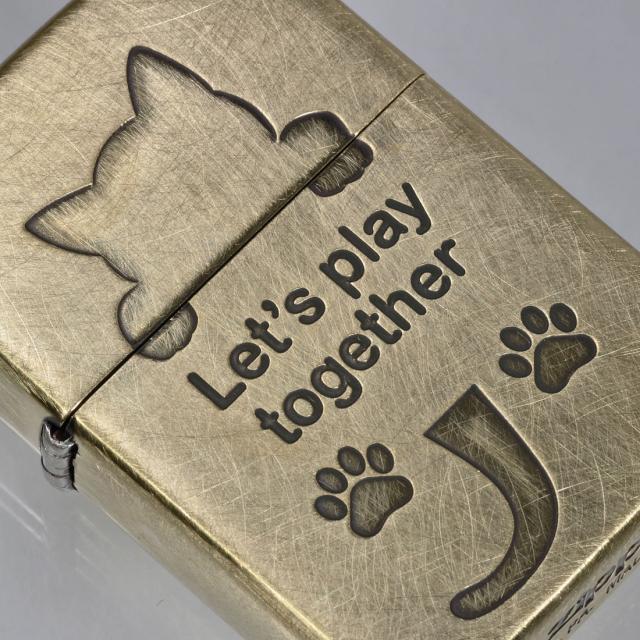 ZIPPO/大人気　猫シリーズ  アンティーク調  猫シルエット　真鍮メッキ　ユーズド加工　2UDBI-CAT 画像6