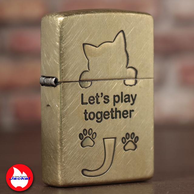 ZIPPO/大人気　猫シリーズ  アンティーク調  猫シルエット　真鍮メッキ　ユーズド加工　2UDBI-CAT 画像7