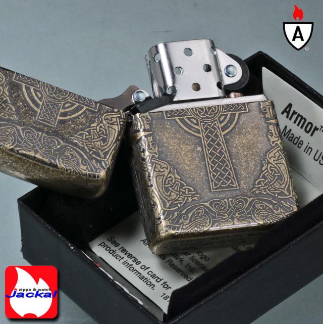 ZIPPO/アーマー ZIPPO Armor ケルティッククロス 真鍮イブイバレル 4面エッチング加工 CELTIC-CRS-BIB画像5