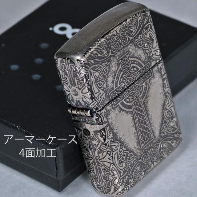 ZIPPO/アーマー ZIPPO Armor ケルティッククロス　ニッケルイブイバレル　4面エッチング加工　CELTIC-CRS-NIB画像3