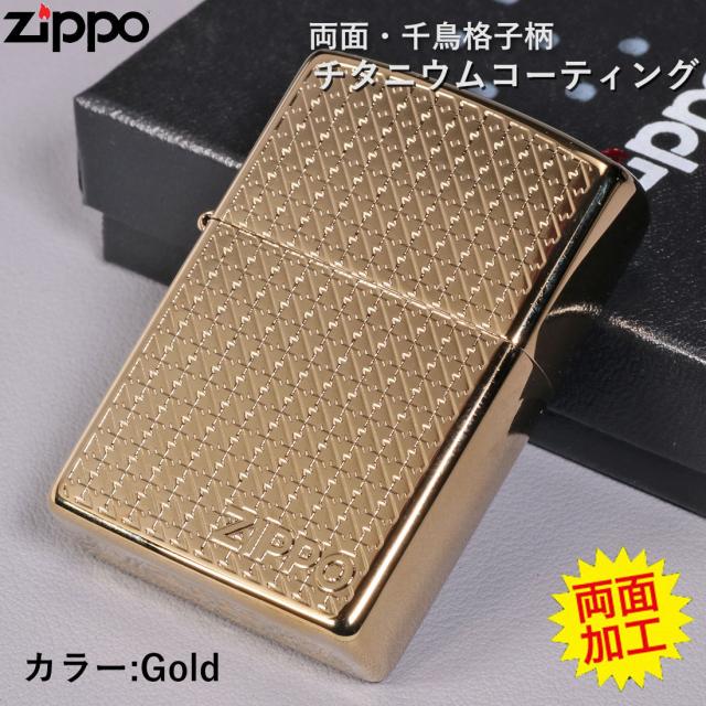 ZIPPO/ハウンドトゥース(千鳥格子) 両面デザイン チタンコーティング　HoundStooth G ゴールド　HS-TC-G 画像2