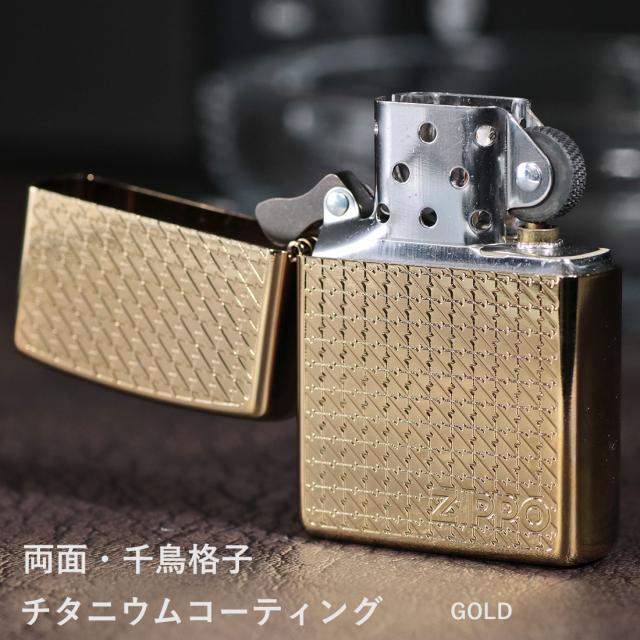 ZIPPO/ハウンドトゥース(千鳥格子) 両面デザイン チタンコーティング　HoundStooth G ゴールド　HS-TC-G 画像5