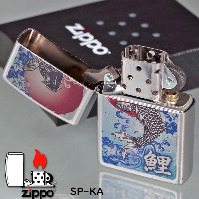 ZIPPO/和柄シリーズ　鯉 Carp サテンクローム　つやなし　梨地　プリント加工　SP-KA画像3