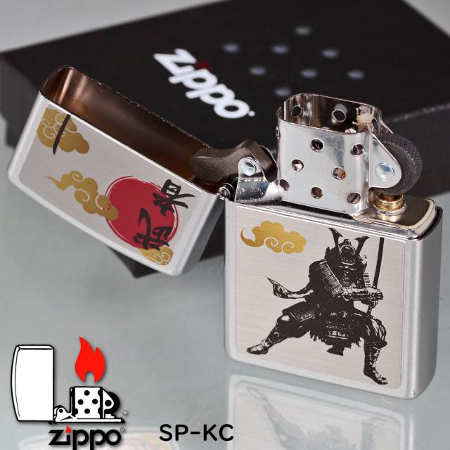 ZIPPO/和柄シリーズ　武者 サテンクローム　つやなし　梨地　プリント加工　SP-KC画像3