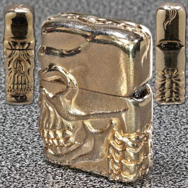 ZIPPO/スカルジャケットNGB ニッケルゴールド バレル仕上げ オイルライター ドクロ SPECIAL-SKULL-NGB画像4