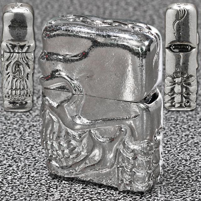 ZIPPO/スカルジャケットWNB ホワイトニッケル バレル仕上げ オイルライター ドクロ SPECIAL-SKULL-WNB画像4