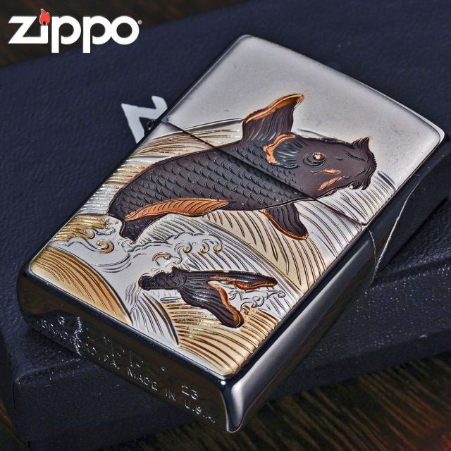 ZIPPO/和板 跳ね鯉　＃200　ブラッシュクローム　WB-HANEGOI画像4