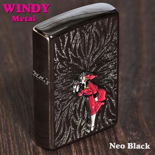 ZIPPO/大人気「WINDY」メタル貼り　ネオブラック エッチング　WINDY-Metal-NB画像7