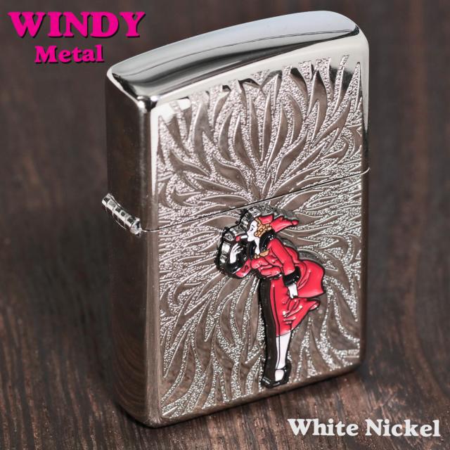 ZIPPO/大人気「WINDY」メタル貼り　ホワイトニッケル エッチング　WINDY-Metal-WN画像7