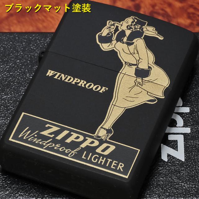 ZIPPO/人気の「WINDY」デザイン　WINDPROOF LADY ウィンドプルーフ・レディ ブラックマット＆イエローゴールド　BKM-1画像6