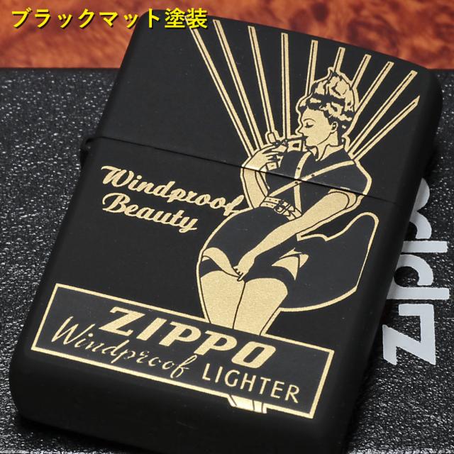 ZIPPO/人気の「WINDY」デザイン　WINDPROOF LADY ウィンドプルーフ・レディ ブラックマット＆イエローゴールド　BKM-2画像6
